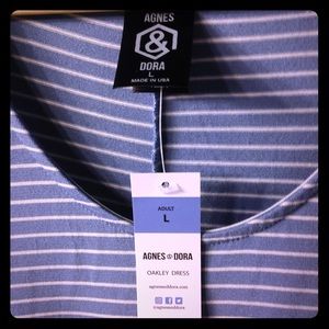 Blue & white striped Agnes & Dora Oakley dress NWT